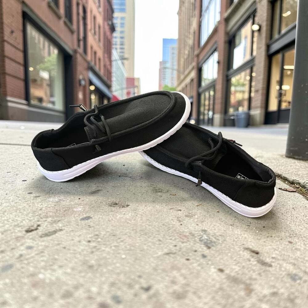 Casual Slip-On Canvas Loafers with Elastic Laces
